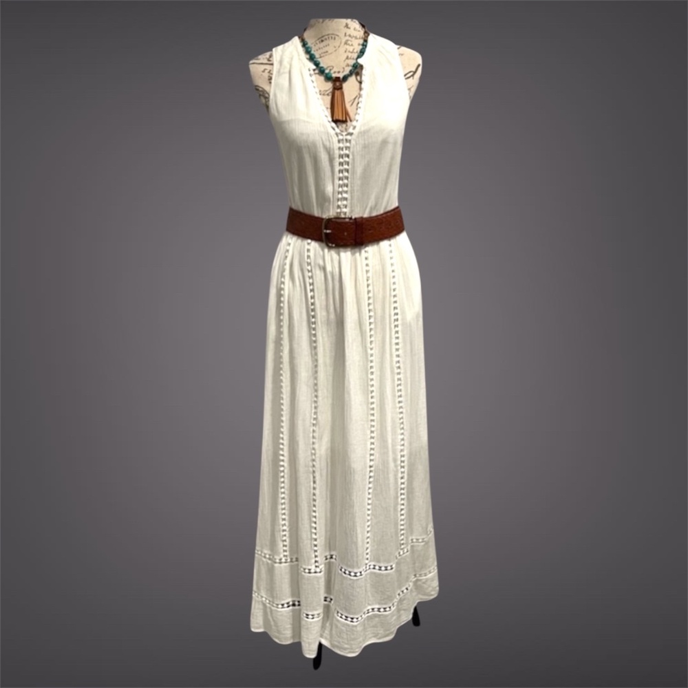 MADEWELL Piazza100% Cotton Maxi Ivory Fully Lined 6 Beautiful Exc. Condition RTW